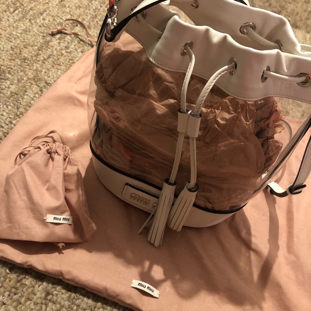 Miu Miu White and Clear Bucket Bag
